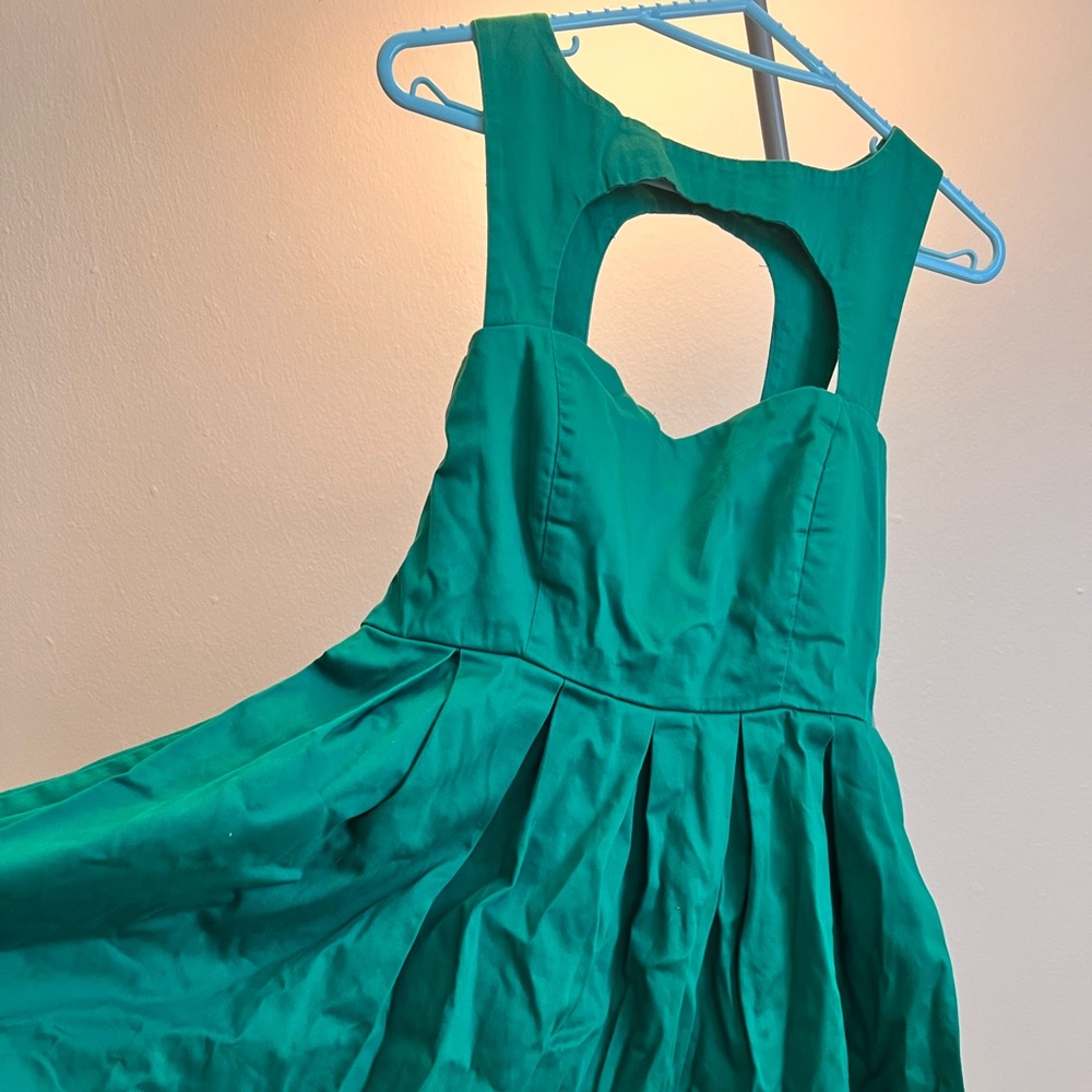 Vintage Circle forest green dress 1950s style